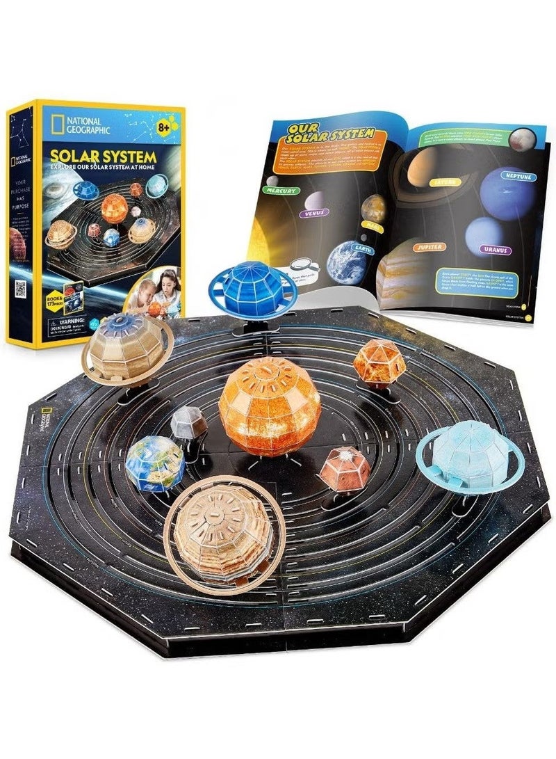 GMORO National Geographic 3D Solar System Puzzle - 173 Pieces | STEM Toy for Kids Ages 8+ | Build & Explore Planets, Fun Space Model, Perfect Gift for Young Astronomers and Science Enthusiasts - Image 1